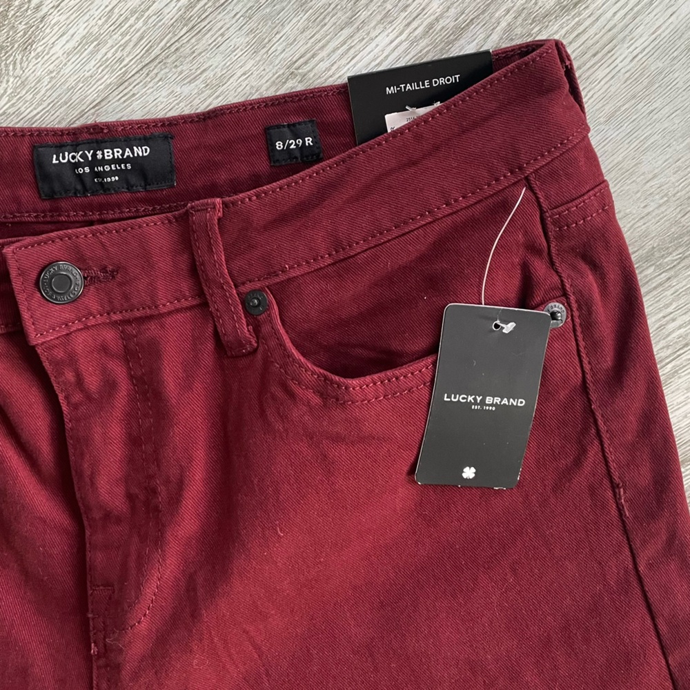 NWT 🦋 LUCKY BRAND Wine Straight Leg pants | Size: 8/29 - Picture 4 of 13